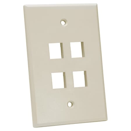 Quest Technology International Oversized Keystone Wall Plate, Single-Gang - 4 Ports, Almond NFP-5049